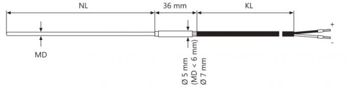 K datilografa a RTD do par termoelétrico com as ligações SS da transição e da fibra de vidro do metal trançadas
