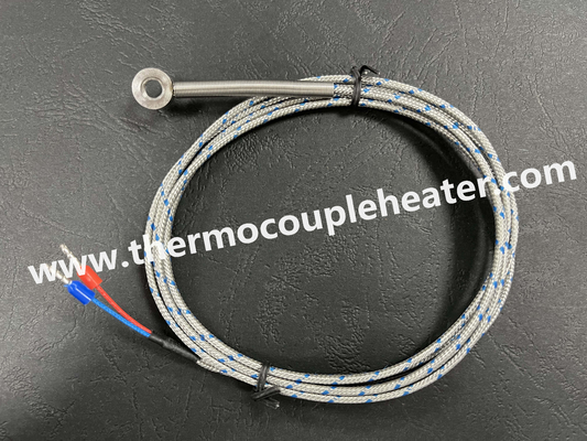 Sensor de termopares com terminal de anel e cabo blindado de aço inoxidável