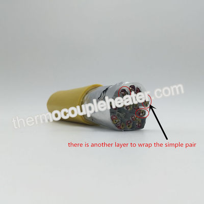 Isolado 15 pares de cabo de extensão de par termoelétrico torcido Kx, fio da extensão do par termoelétrico