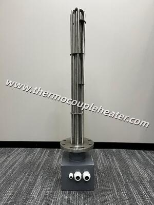 Aquecedor tubular flangeado com caixa de conexão para tanque industrial e aquecimento de processo