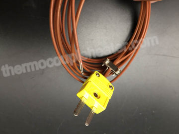 Datilografe a RTD do par termoelétrico de K com cabo diminuto do PTFE do conector de Pin do homem 2