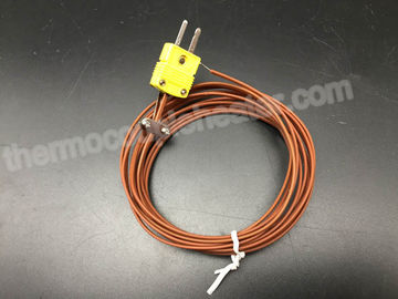 Datilografe a RTD do par termoelétrico de K com cabo diminuto do PTFE do conector de Pin do homem 2