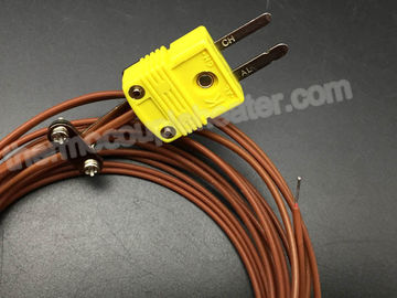 Datilografe a RTD do par termoelétrico de K com cabo diminuto do PTFE do conector de Pin do homem 2