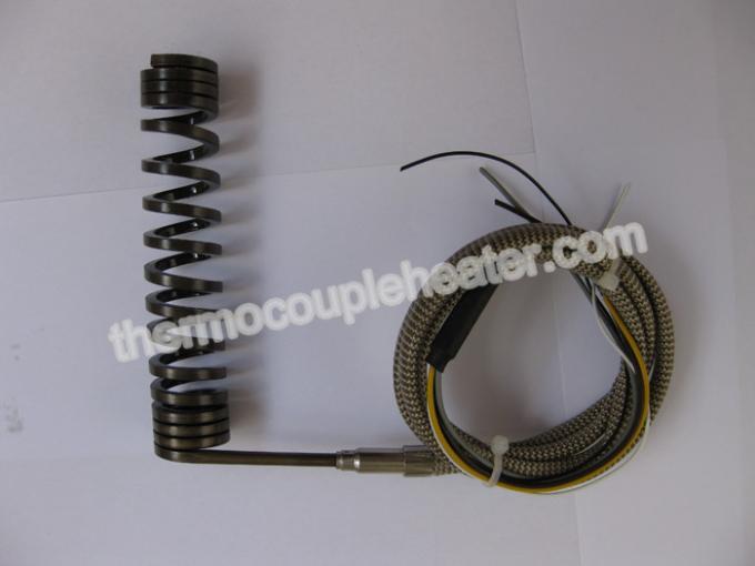 Mini calefator de bobina com fio de ligação de aço inoxidável de fibra de vidro do escudo 1m do tipo J ou do K do par termoeléctrico