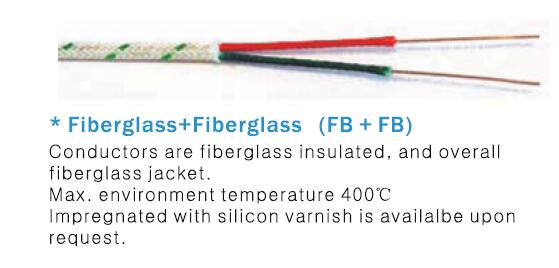 24 tipos de cabo de compesação luva do par termoelétrico Calibre de diâmetro de fios da fibra de vidro da isolação de J