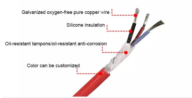 Núcleo 3 220v resistente ao calor do cabo de alta temperatura de alta tensão da borracha de silicone